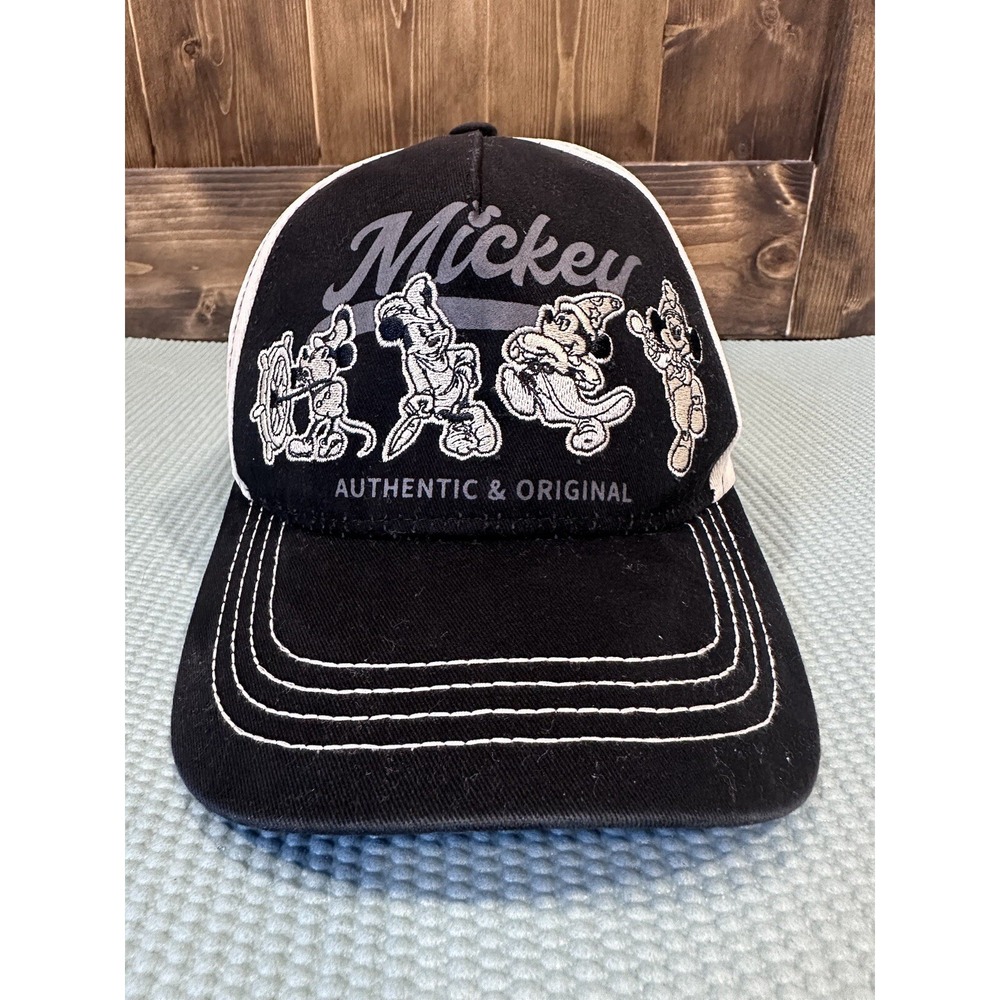VTG Y2K Disney Mickey Mouse Classic Black Authentic Baseball Cap Hat Strapback